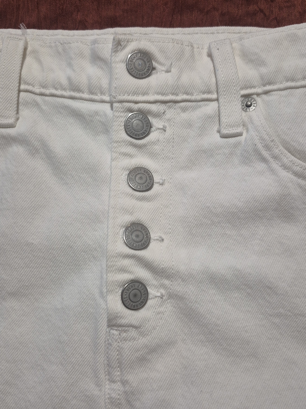 Lucky Brand White Distressed Button-Front Mini Skirt - Picture 2 of 7